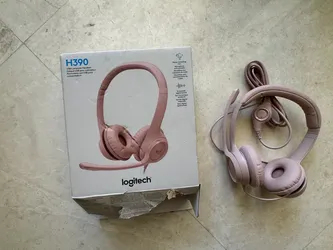 Logitech H390 Wired USB On-Ear Stereo Headphones with Mic Rose Pink PC Laptop