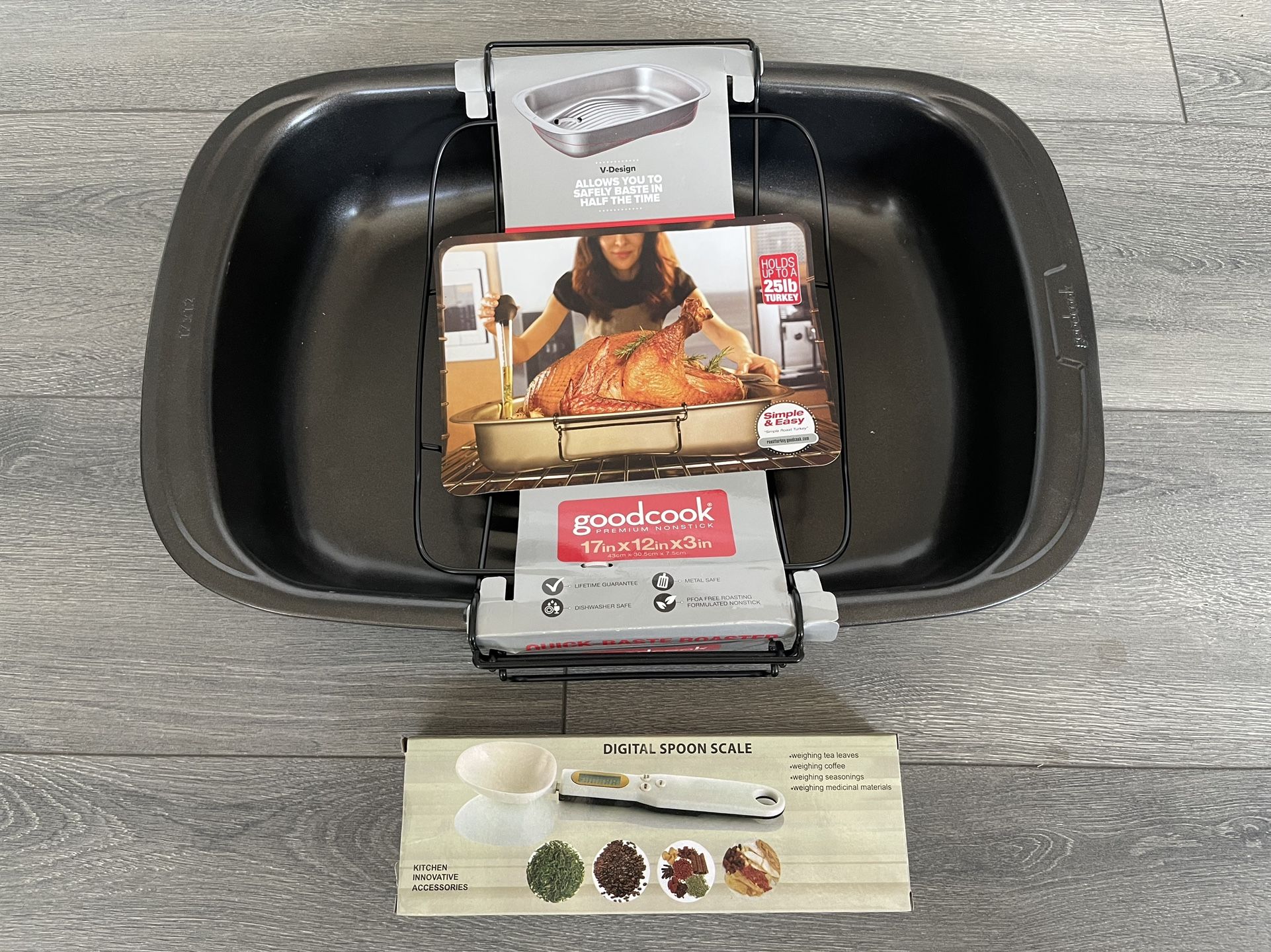 Goodcook premium nonstick Turkey pan and digital spoon scale