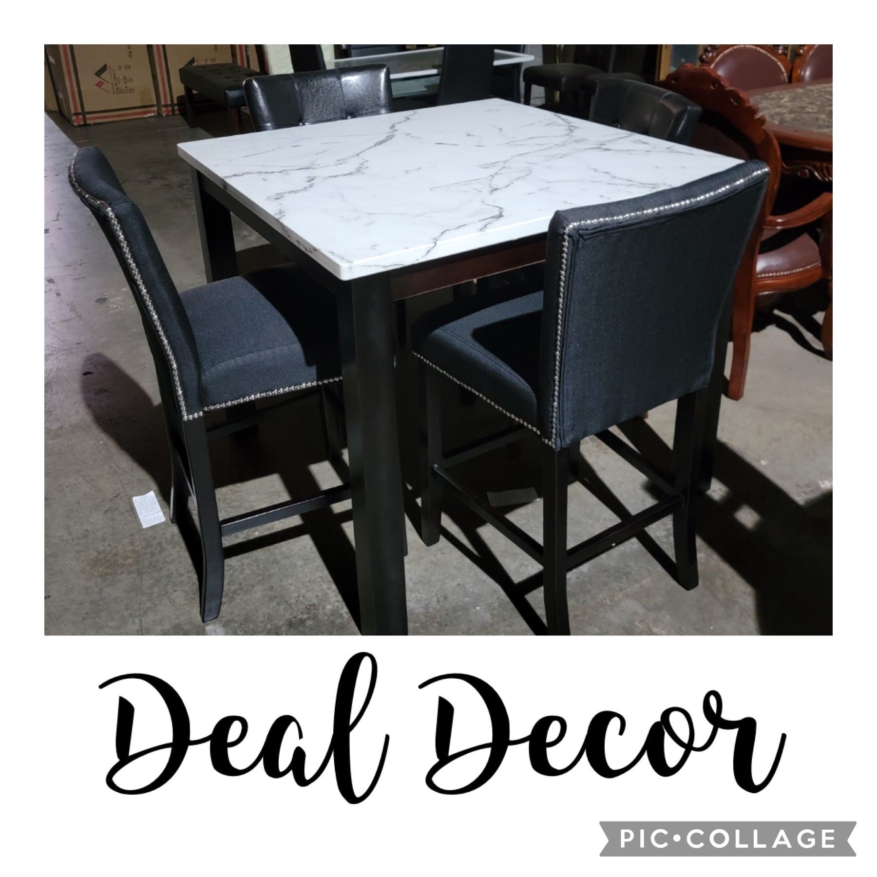 New black and white counter height five piece dining set