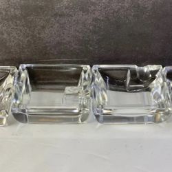 Set of (4) Gorgeous Antique 1930’s Crystal Individual Single Rest ashtrays. Baccarat? Maybe!