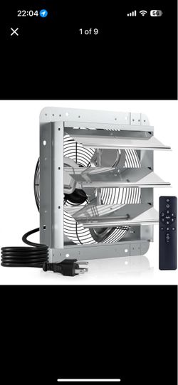 14" Shutter Exhaust Fan with Remote – 9 Speeds, 1600 CFM