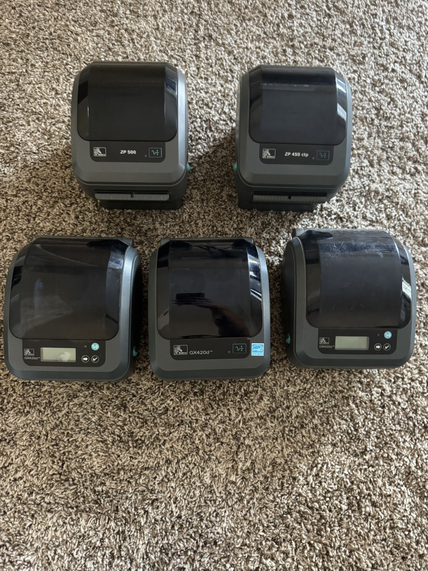 Lot Of 5 AS IS- Zebra Thermal Printer Lot (GX-420d’s/ZP 500/ZP 500 ctp)