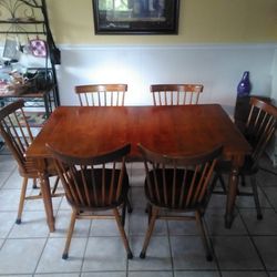  With Leaf Oak Dining Room Table With Six Chairs