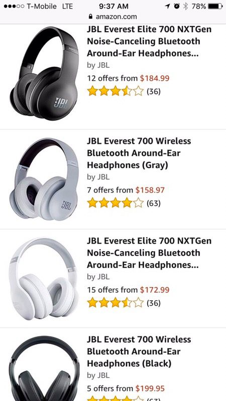JBL elite Everest wireless headphones