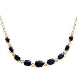 10.17 CTW Black Sapphire & Diamond 18K Gold Plated Designer Necklace Size 19 Inches | Estimated Retail Value: $1,699 (AMG)