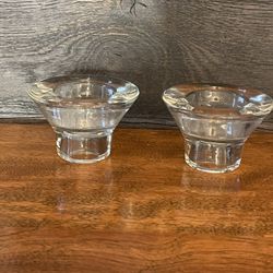 Clear Glass Reversible Votive or Candlestick Holders