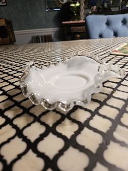 Vintage Fenton Silver Crest Glass Saucer w/Ruffled Edge.