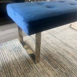 blue suede armchair