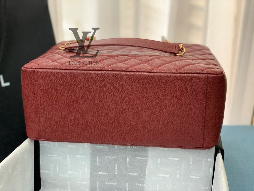 Chanel Grand Shopping Tote 50995 dark red with gold hardware