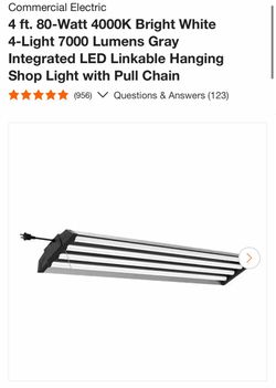 Commercial Electric 4 ft LED Linkable Shop Light