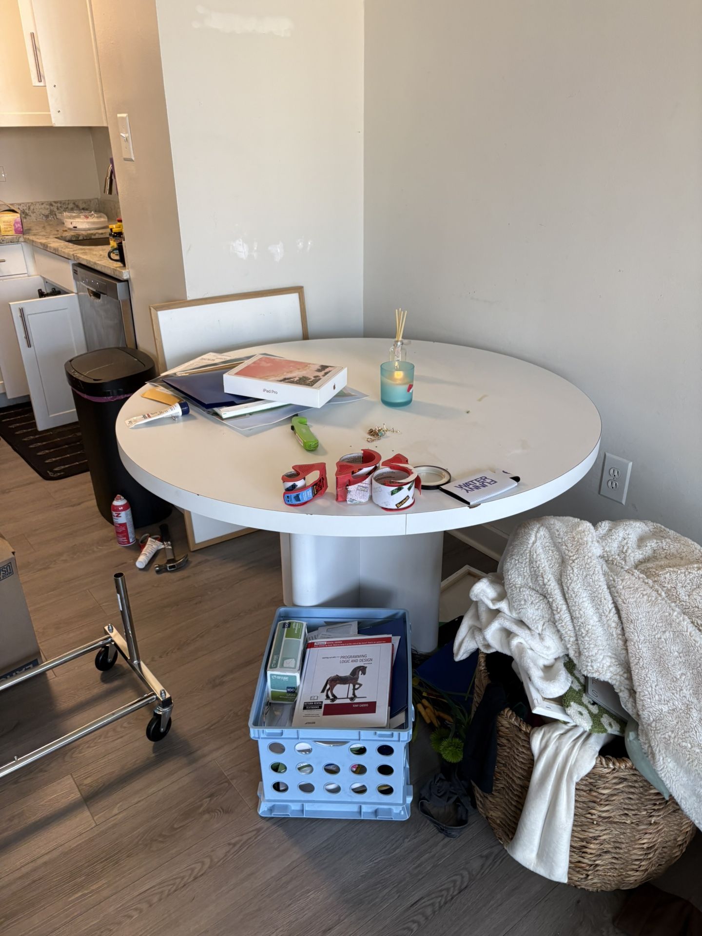 Large White Round Dining Table