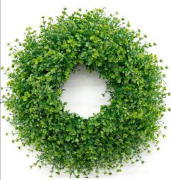 28 Inch Large Boxwoods Wreaths for Front Door Artificial Green Leaves Greenery Indoor Outdoor Wreath Home Decor Porch Window Wall Farmhouse Door Decor