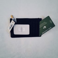 Fossil Women’s Leather Card Case Wallet Holder Blue