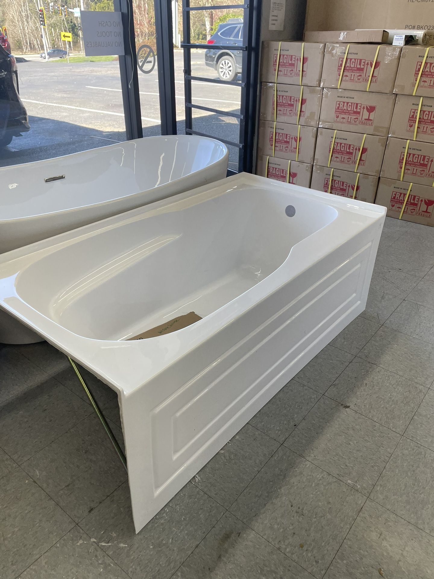 Alcove bathtub 60” fiberglass acrylic