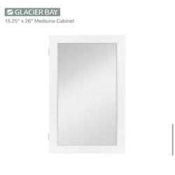 Glacier Bay 15-1/4 in. W x 26 in. H Framed Recessed or Surface-Mount Bathroom Medicine Cabinet with Mirror in White=S1-810