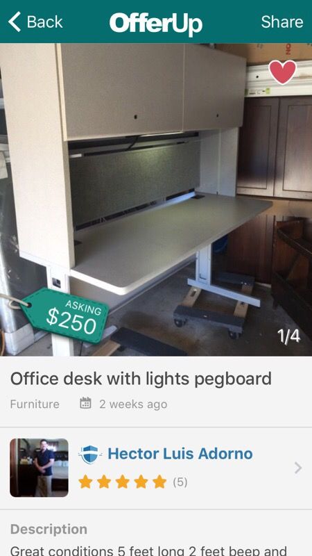 Office desk with lights