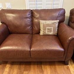 Brownish Maroon Leather Couch