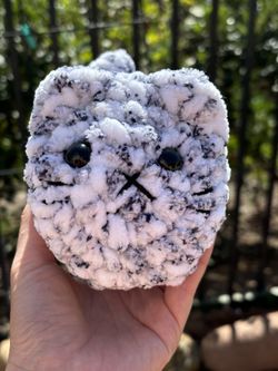 Loaf Cat White And Black Speckled $20 Crochet 🧶 Handmade 🧶 
