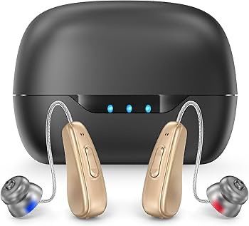 Rechargeable Hearing Aids for Seniors with Noise Cancelling, Hearing Amplifier with 5 Levels of Volume Adjustment, Easy to Operate and Hear Clear Soun