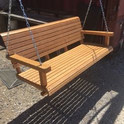 RIFF SAWN RED OAK PORCH SWINGS 4 1/2 Feet Wide , With Chain , Natural Oil Finish $450