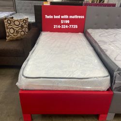 Twin Bed With Mattress $199