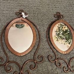 Wall mirrors Iron frame hanging  - set of 2 - Andrea by Sedak - 18" tall x 11" wide