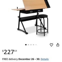 Drawing Table Stool Set Artiss Ajustable Metal Base Art & Craft Drafting Desk Table Art/Workstation OBO