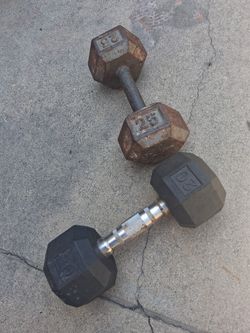 2 dumbbells 1x25lbs 1x20lbs