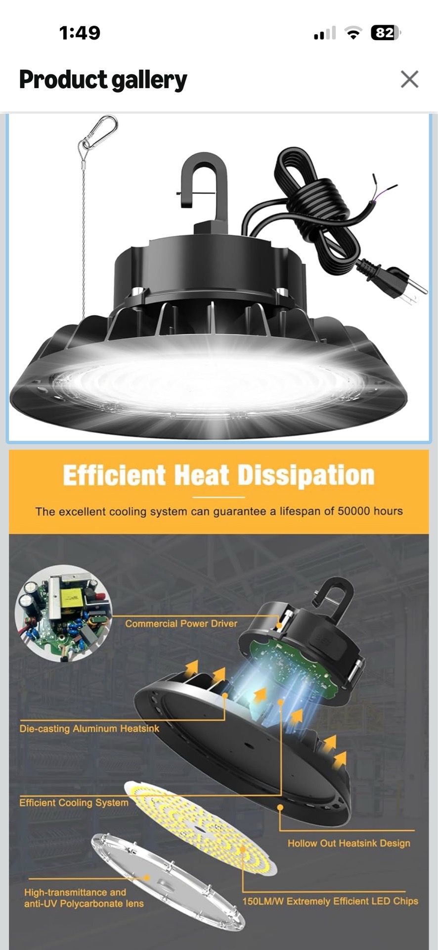 Brand New Super Bright Dimmable High Bay light, Plug & Play