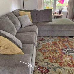 L Shape Comfy Deep Seating Sectional Couch With Chaise| Light Gray Color Altari 39$ Down Payment @ Fast Delivery 🚚
