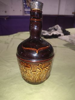 Vintage 1960 Seagram Ceramic Whiskey Decanter - Western Stagecoach Theme