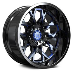 🛞 20” GLOSS BLACK & BLUE RIMS – 20x10 🔥Jeep Wrangler $1399