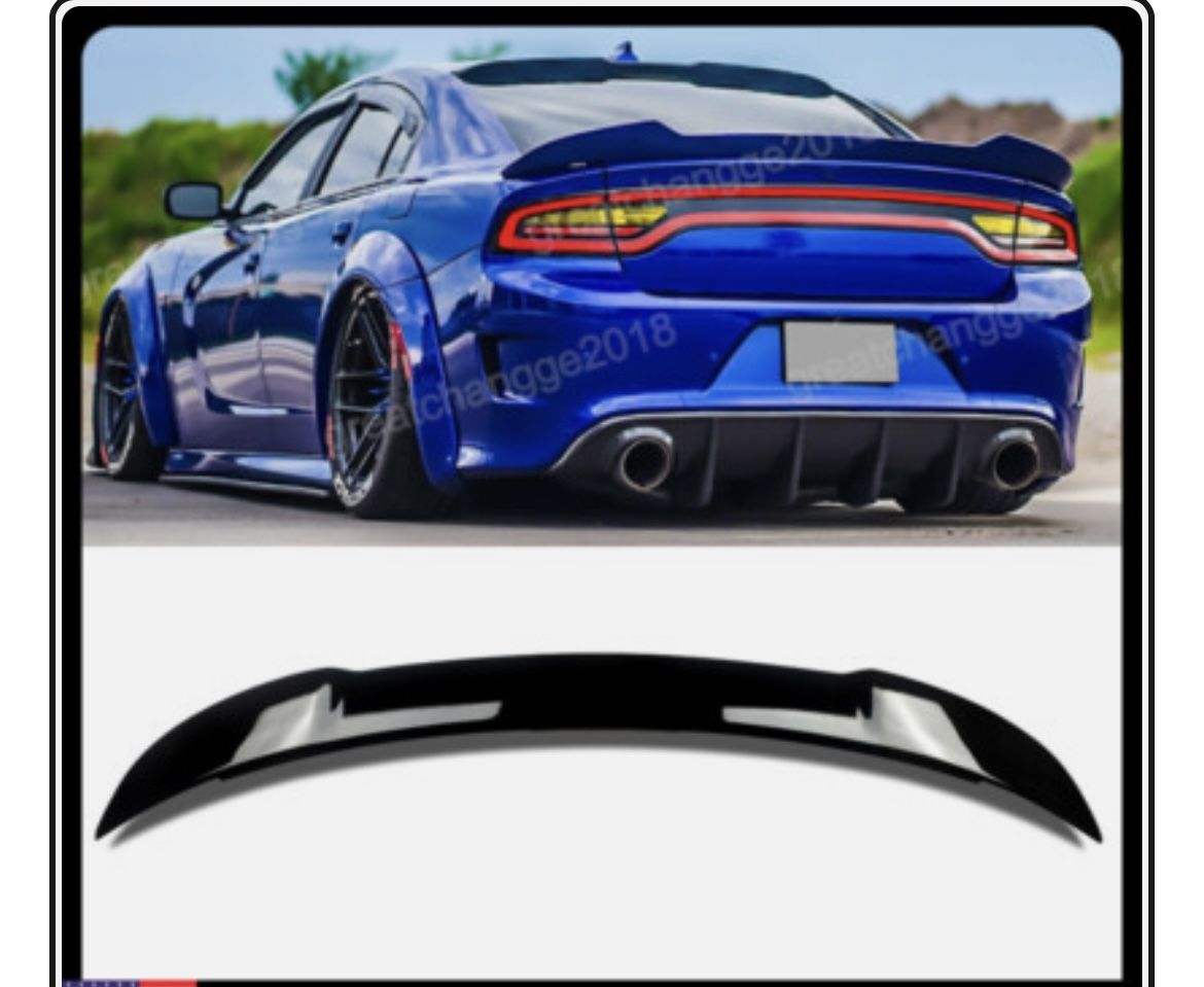Dodge Charger 2011-2023 Gloss Black Hellcat Style Rear Trunk Spoiler Wing