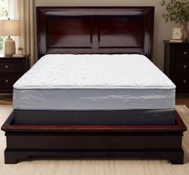 Queen Serta Perfect Sleeper Mattress & Solid Wood Platform Bed Frame