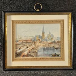 Rare Vintage 1950s-1960s Sungott Art Studios Gravure Print Hand Colored By Skilled Artist's 