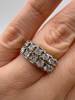 14K white gold natural diamonds beautiful wide band 4.7g size 7 can be easily resized