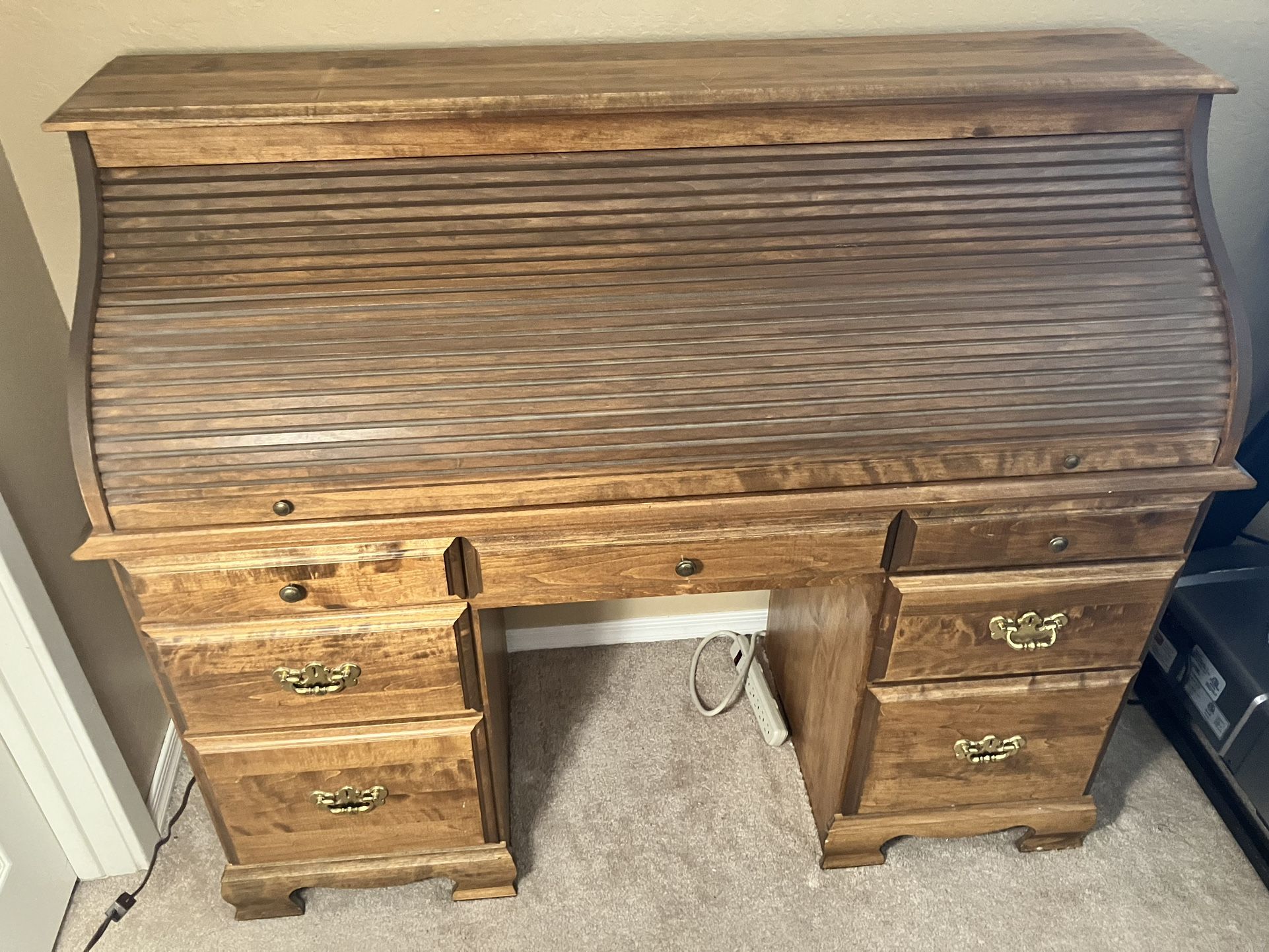 Deluxe Solid Wood Roll-Top Desk