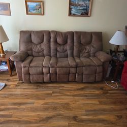 Dual Power Reclining Leather Couch