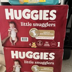 Brand NEW 2 Boxes Of Huggies Diaper Plus Pampers NB Free