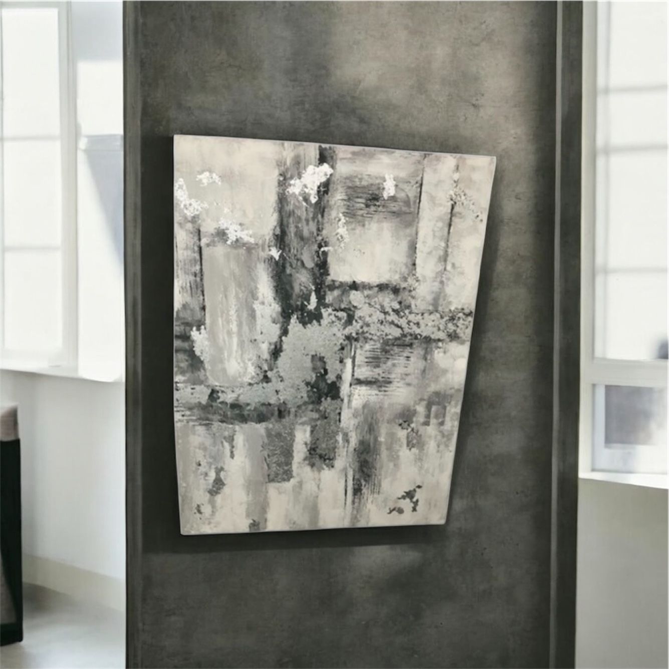 Abstract Art Grey,chrome And Black 36x48