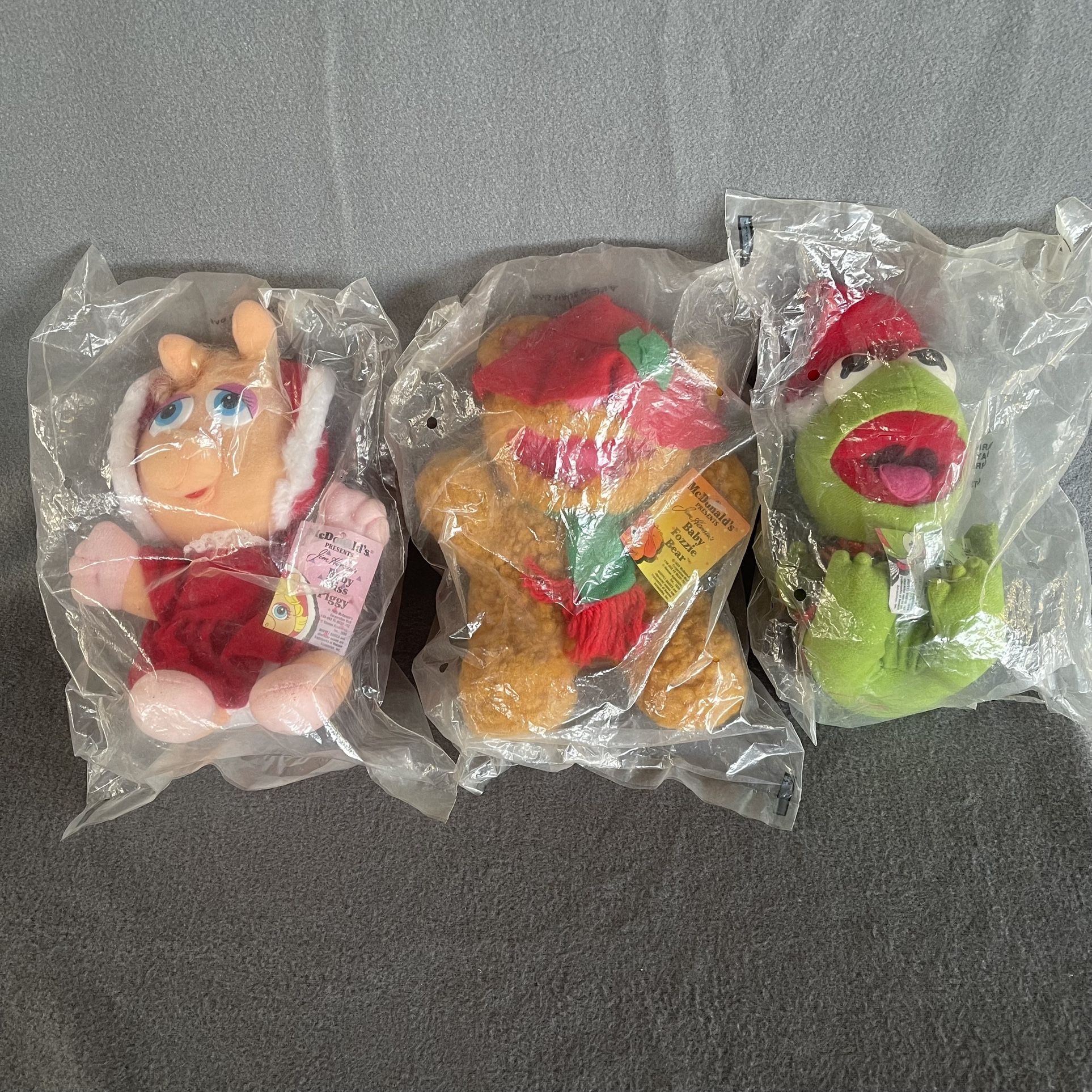 Vintage 1988 McDonald's Jim Henson Muppet Babies Christmas Plush Set of 3 NIP