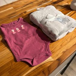 Baby Girl Bodysuit And Blanket 
