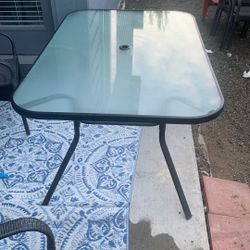 6 Person Glass Patio Table
