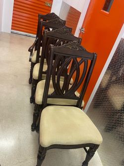 formal dark wood dining chair set with upholstered seats