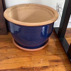 Extra Large Blue Ceramic Pot