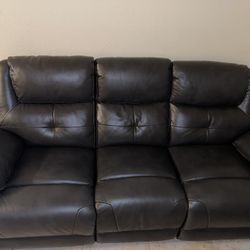 Manual Reclining Leather Couch