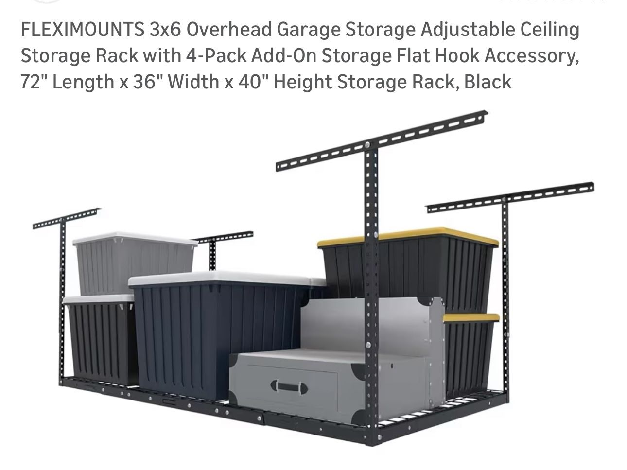 Overhead Garage Ceiling Storage Racks - 3’x6’ - New in Box