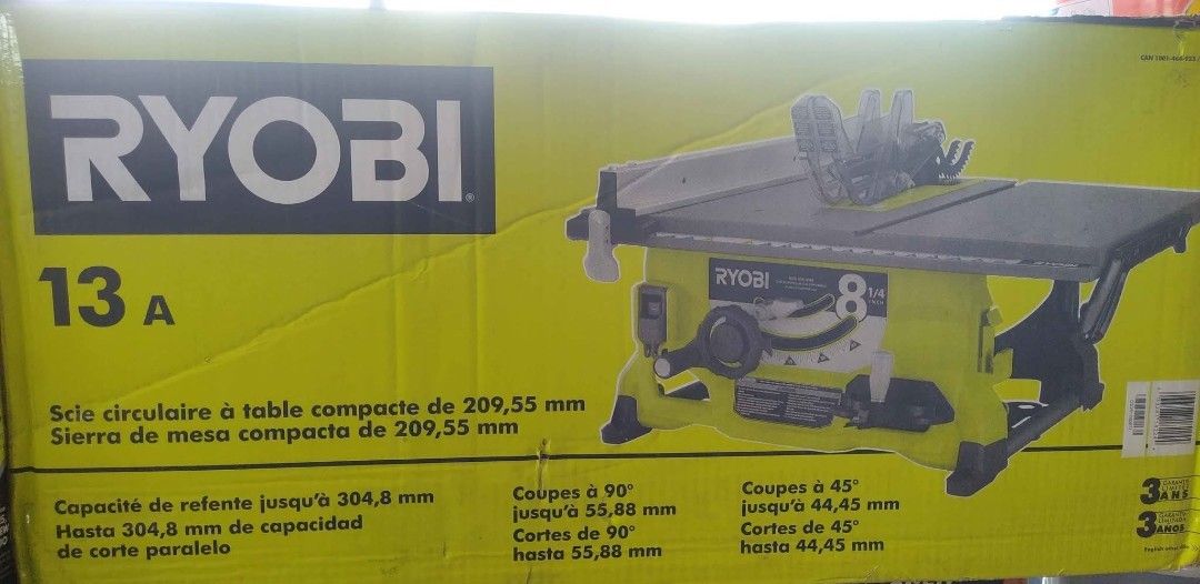 Ryobi 13 Amp 8-1/4 inch Compact Portable Corded Jobsite Table Saw