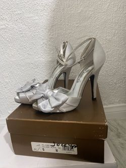 Silver Heels With Bow