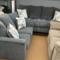 Gray Sofa and Loveseat